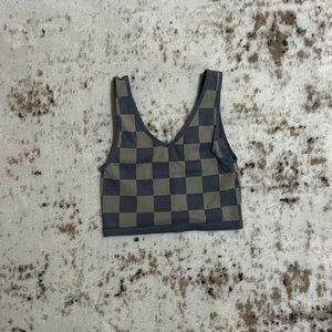 Checkered V Neck Tank Top